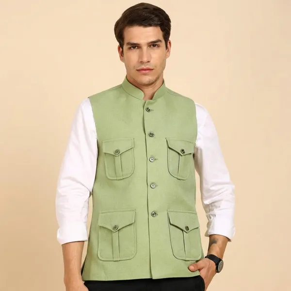 Pista_Green_Stylish_Woolen_Waistcoat_With_Pockets_Button_Closure_Slim_Fit_Vest_For_Men
