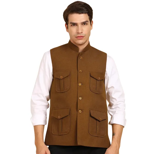 Wooden_Brown_Stylish_Woolen_Waistcoat_With_Pockets_Button_Closure_Slim_Fit_Vest_For_Men