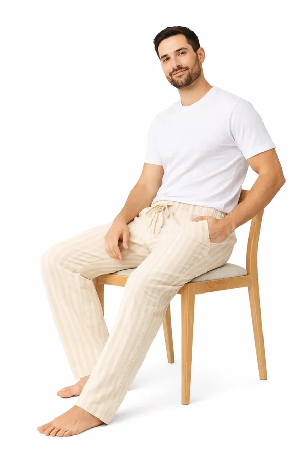 Yellow_And_White_Striped_Joggers_For_Men