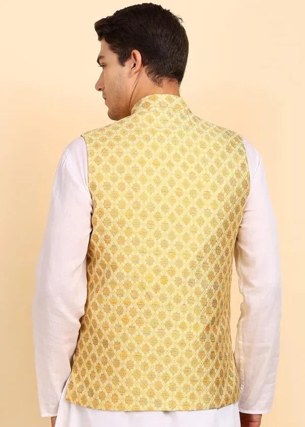 Golden_Stylish_Ethnic_Waistcoat_Designer_Button_Closure_Vest_Traditional_Kurta_Jacket_For_Men