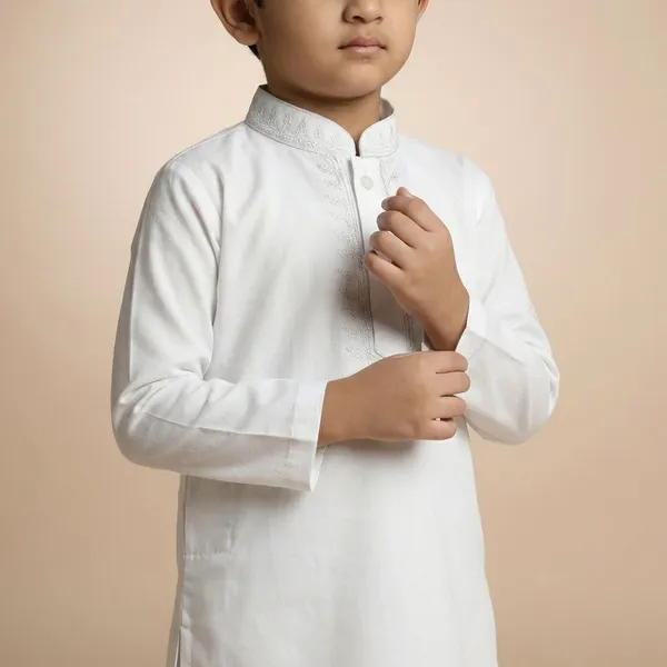 White_Cotton_Blend_Kurta_Pajama_Set_For_Boys