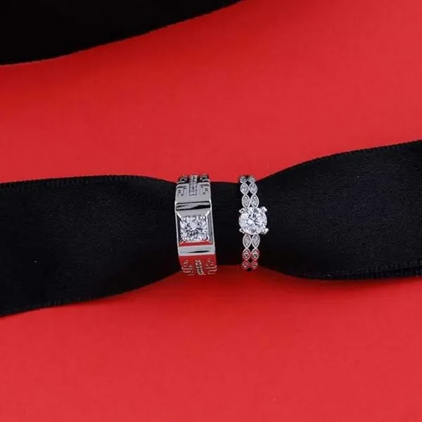 Pack_Of_2__Silver_Plated_Zirconia_Studded_Ring_Set_for_Couples,_Lovers_Engagement_Ring_Valentine_Gift_Silver_Alloy_Ring_For_Women