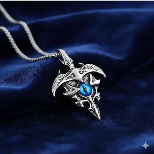 Set_of_2_Dragon_Sword_&_Warrior_Shield_Pendant_Combo_for_Men_–_Antique_Silver_Finish_with_Ruby_Red_&_Sapphire_Blue_Crystal_Accents_–_Stainless_Steel_Chain_Necklace