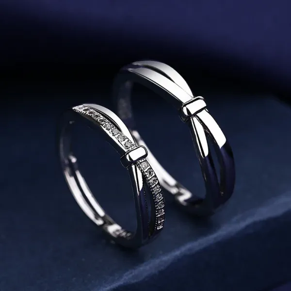 Set_of_2__Silver_Cubic_Zirconia_Adjustable_Wedding_Rings_For_Women_Ladies_&_Girls