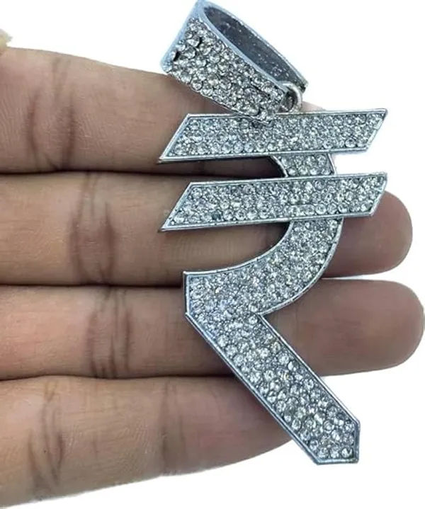 Iced_Out_Rupee_Pendant_-_Stainless_Steel_Men's_Pendant