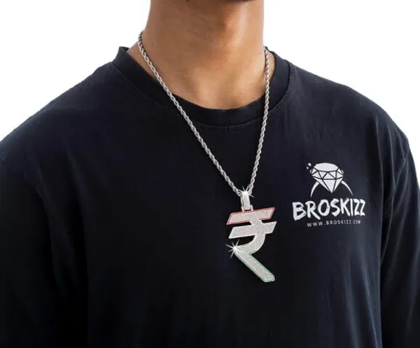 Iced_Out_Rupee_Pendant_-_Stainless_Steel_Men's_Pendant