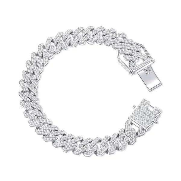 bracelet_for_men_Cuban_Link_Chain_Silver_Bracelet_for_boys_Women_girls_gents_Miami_Bracelets_Iced_Cubic_Zirconia_Stone_diamond_chain_Bracelets_Stainless_Steel_Ice_Stylish_Rapper