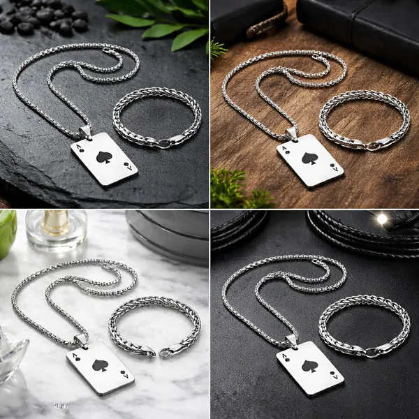 Punk_Stainless_Steel_Chunky_Beaded_Chain_Playing_Card_Poker_Silver_Stainles_Steel_Bracelet_Pendant_For_Men_And_Women