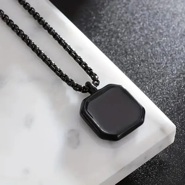 Pack_Of_2_Classic_Stainless_Steel_Square_Necklace_For_Man_And_Women,_Black,_Golden_And_Silvery_Party_Accessories,_Punk_Jewelry_Pendant_Necklace_(Black)