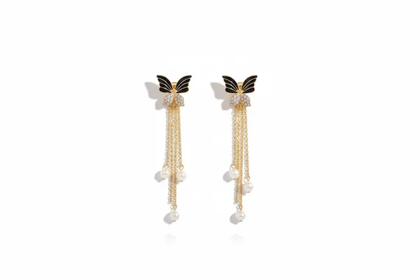Pack_Of_2__Korean_Studded_Butterfly_Tassel_Earrings_Purple_And_Black_Alloy_Drops_And_Danglers_For_Women