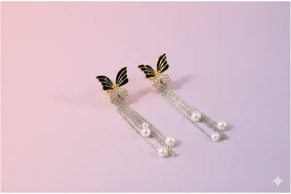 Pack_Of_2__Korean_Studded_Butterfly_Tassel_Earrings_Purple_And_Black_Alloy_Drops_And_Danglers_For_Women