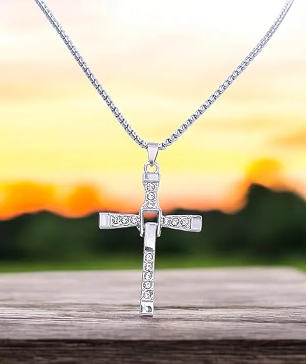 Vin_diesel_Fast_and_Furious_Smart_Cross_Pendant_Crystal_With_Stylish_Dominic_Toretto_Silver_Thick_Chain_Necklace_for_Boys_and_Men_Silver