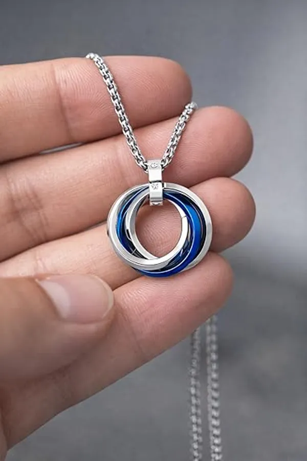 Silver_Chain_for_Man_Blue_Three-Ring_Necklace_for_Men,_Stylish_Neck_Chain_for_Boys,_Anime_Accessories,_Locket_for_Men,_Fashion_Jewelry