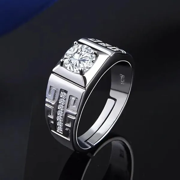 Pack_Of_2_Rings_for_Men_Mens_gents_Boyfriend_Friends_silver_rings_for_men_ring_for_boys_American_diamond_stone_Stylish_thumb_Adjustable_Platinum_silver_ring_set_finger_ring_combo_Valentine_gifts_Silver_Ring_Set