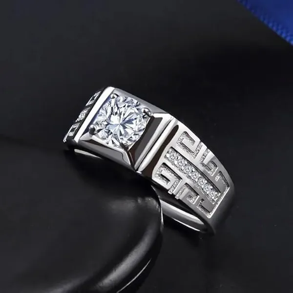 Pack_Of_2_Rings_for_Men_Mens_gents_Boyfriend_Friends_silver_rings_for_men_ring_for_boys_American_diamond_stone_Stylish_thumb_Adjustable_Platinum_silver_ring_set_finger_ring_combo_Valentine_gifts_Silver_Ring_Set