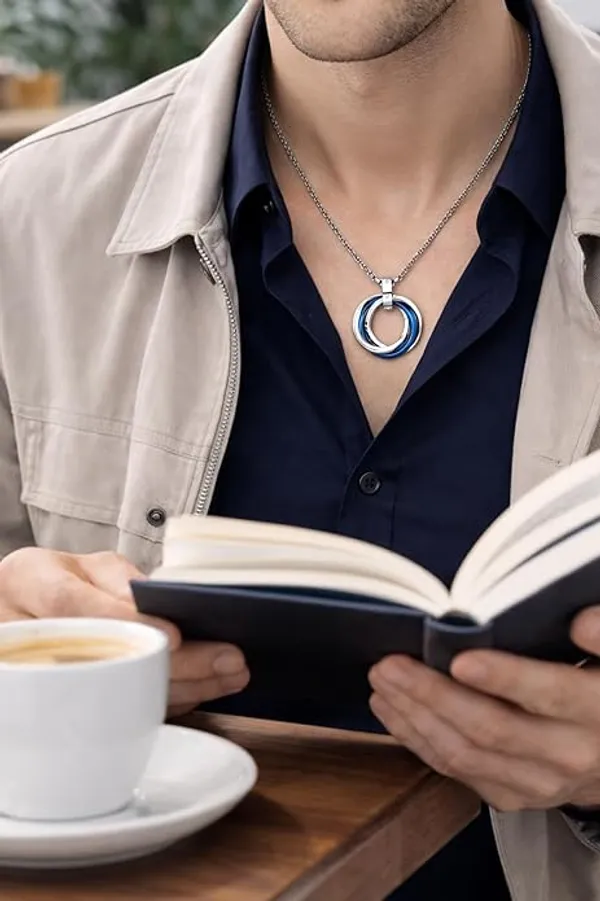 Silver_Chain_for_Man,_Blue_Three-Ring_Necklace_for_Men,_Stylish_Neck_Chain_for_Boys,_Anime_Accessories,_Locket_for_Men,_Fashion_Jewelry