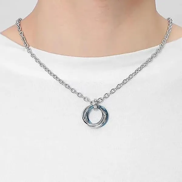 Silver_Chain_for_Man,_Blue_Three-Ring_Necklace_for_Men,_Stylish_Neck_Chain_for_Boys,_Anime_Accessories,_Locket_for_Men,_Fashion_Jewelry