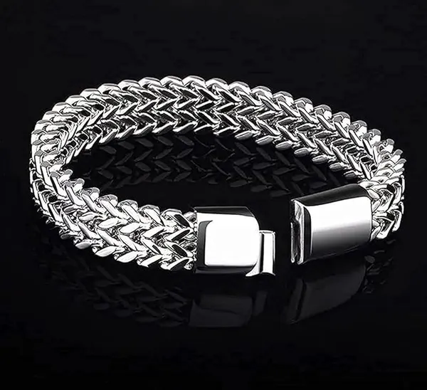 THE_MEN_THING_ITALIAN_MESH_LINK_-_11.5mm_Pure_Titanium_Steel_Bracelet_with_Magnetic_Buckle_for_Men_&_Boy_(8_inch)