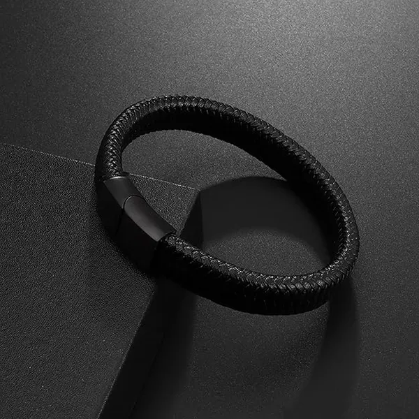 Men_Bracelet_Leather,_Black_Gothic_Punk_Bracelets_with_Stainless-Steel_Clasp,_Braided_Gothic_Couples_Bracelets_for_Husband