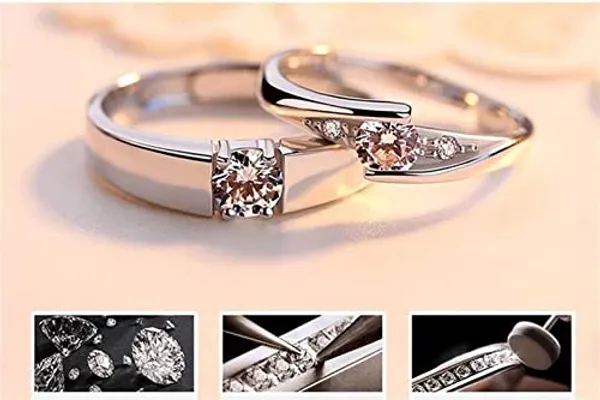 Set_of_2_Rings_for_women_girls_lovers_men_boys_Couple_girlfriend_Couples_Husband_wife_Stylish_Valentine_American_diamond_Adjustable_Heart_Love_2_Platinum_Silver_Finger_Ring_Combo