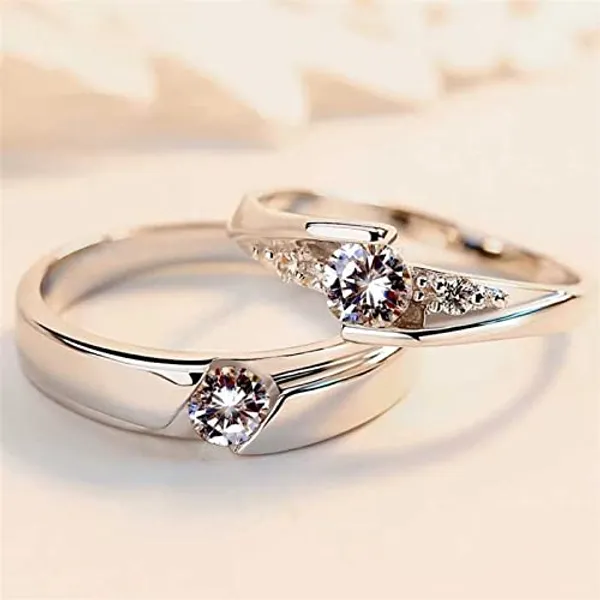 Set_of_2_Rings_for_women_girls_lovers_men_boys_Couple_girlfriend_Couples_Husband_wife_Stylish_Valentine_American_diamond_Adjustable_Heart_Love_2_Platinum_Silver_Finger_Ring_Combo