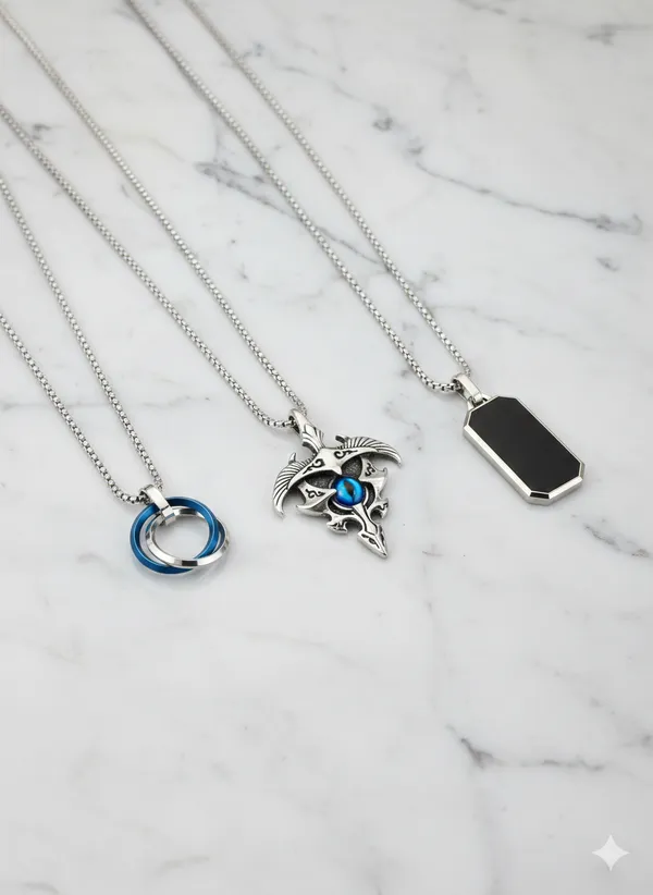 The_Lifestyle_Co._Men_Rhodium-Plated_Stones_Studded_Contemporary_Pendant_Pack_Of_3_Multicolor_Alloy_Locket_Set_For_Men