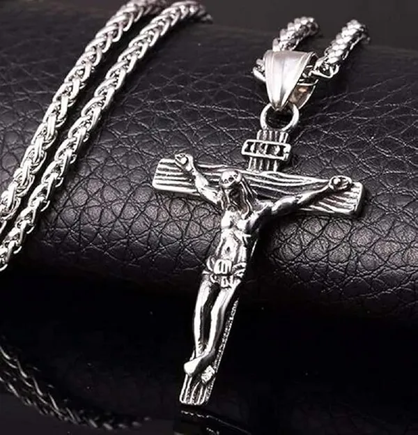 Pack_Of_2__Stainless_Steel_Arrow_Cross_Pendant_Necklace_|_Gothic_Black_Silver_Locket_Chain_Jewelry_for_Boys_|_Punk_Biker_Style_Accessory_for_Boys_&_Gifting