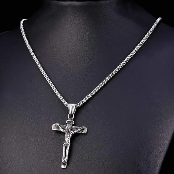 Pack_Of_2__Stainless_Steel_Arrow_Cross_Pendant_Necklace_|_Gothic_Black_Silver_Locket_Chain_Jewelry_for_Boys_|_Punk_Biker_Style_Accessory_for_Boys_&_Gifting