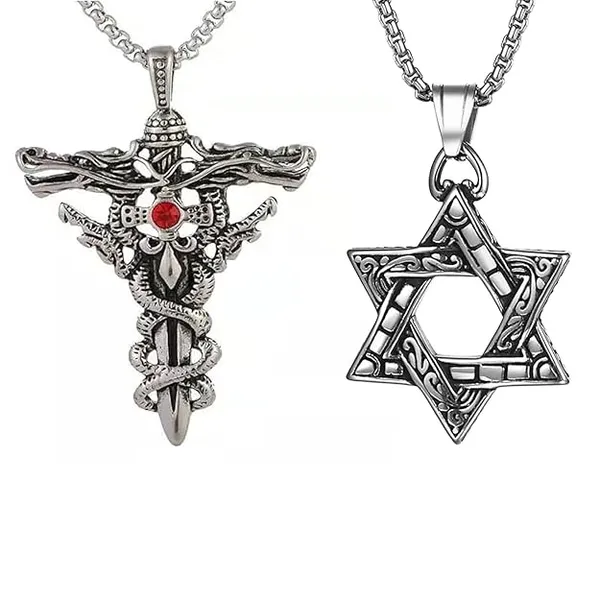 Pack_Of_2_Stylish_men’s_locket_Silver_Alloy_Pendant_For_Men