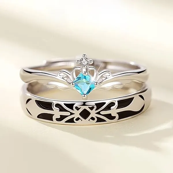 Couple_Rings_Stainless_Steel_|_Silver_Ring_|_Rings_for_Women_Stylish_|_Crystal_Adjustable_Rings_|_Ring_Combo_Set_For_Women_Girls_Love_Gifts