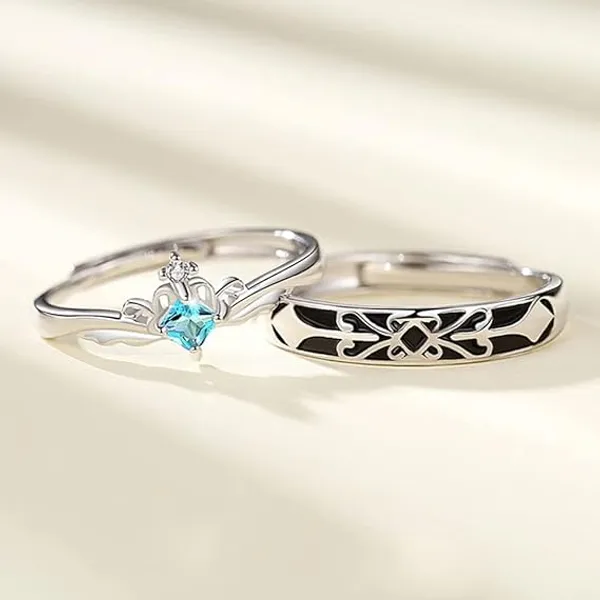 Couple_Rings_Stainless_Steel_|_Silver_Ring_|_Rings_for_Women_Stylish_|_Crystal_Adjustable_Rings_|_Ring_Combo_Set_For_Women_Girls_Love_Gifts