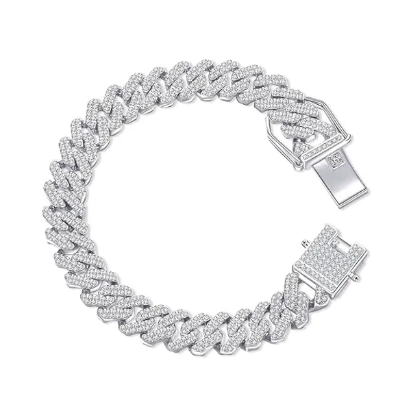 Mc_Stan_bracelet_for_men_Cuban_Link_Chain_Silver_Bracelet_for_boys_Women_girls_gents_Miami_Bracelets_Iced_Cubic_Zirconia_Stone_diamond_chain_Bracelets_Stainless_Steel_Ice_Stylish