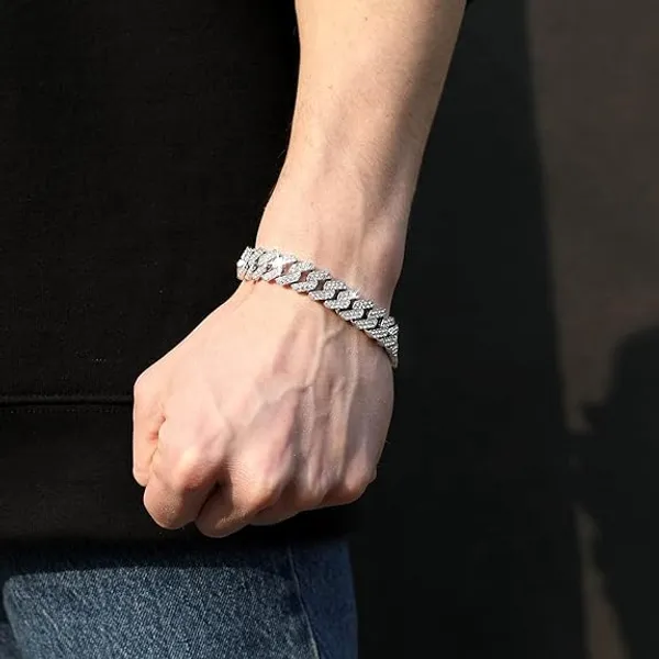 Mc_Stan_bracelet_for_men_Cuban_Link_Chain_Silver_Bracelet_for_boys_Women_girls_gents_Miami_Bracelets_Iced_Cubic_Zirconia_Stone_diamond_chain_Bracelets_Stainless_Steel_Ice_Stylish