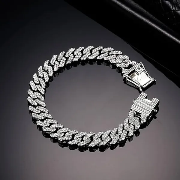 Mc_Stan_bracelet_for_men_Cuban_Link_Chain_Silver_Bracelet_for_boys_Women_girls_gents_Miami_Bracelets_Iced_Cubic_Zirconia_Stone_diamond_chain_Bracelets_Stainless_Steel_Ice_Stylish