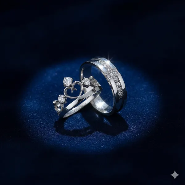 Pack_Of_2__Premium_Shiny_Silver_Twisted_Design_Couple_Ring_Set_-_Elegant_His_&_Hers_Matching_Bands_with_Crystal_Accents,_Perfect_for_Wedding,_Engagement_&_Anniversary_Silver_Alloy_Ring_For_Women
