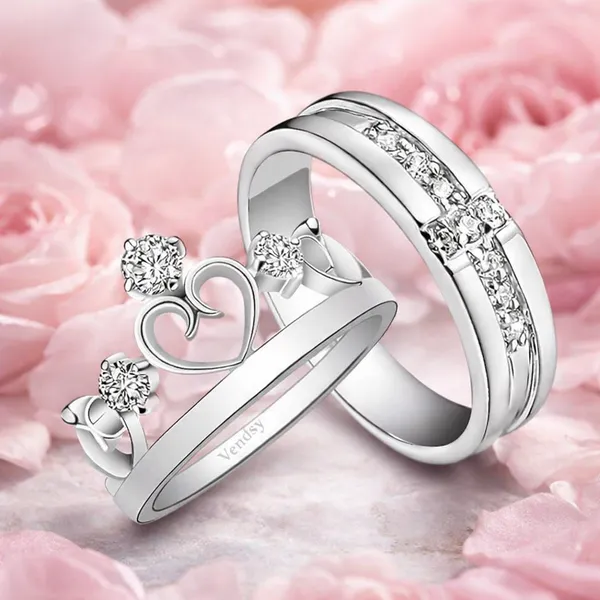 Pack_Of_2__Premium_Shiny_Silver_Twisted_Design_Couple_Ring_Set_-_Elegant_His_&_Hers_Matching_Bands_with_Crystal_Accents,_Perfect_for_Wedding,_Engagement_&_Anniversary_Silver_Alloy_Ring_For_Women