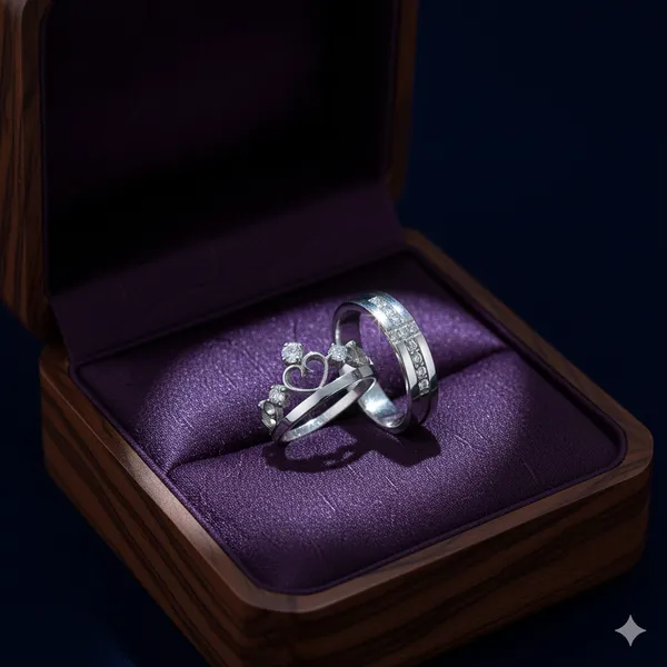 Pack_Of_2__Premium_Shiny_Silver_Twisted_Design_Couple_Ring_Set_-_Elegant_His_&_Hers_Matching_Bands_with_Crystal_Accents,_Perfect_for_Wedding,_Engagement_&_Anniversary_Silver_Alloy_Ring_For_Women