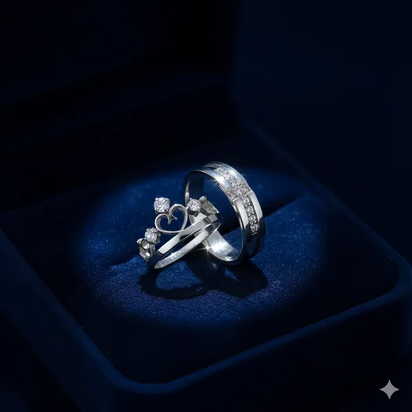 Pack_Of_2__Premium_Shiny_Silver_Twisted_Design_Couple_Ring_Set_-_Elegant_His_&_Hers_Matching_Bands_with_Crystal_Accents,_Perfect_for_Wedding,_Engagement_&_Anniversary_Silver_Alloy_Ring_For_Women