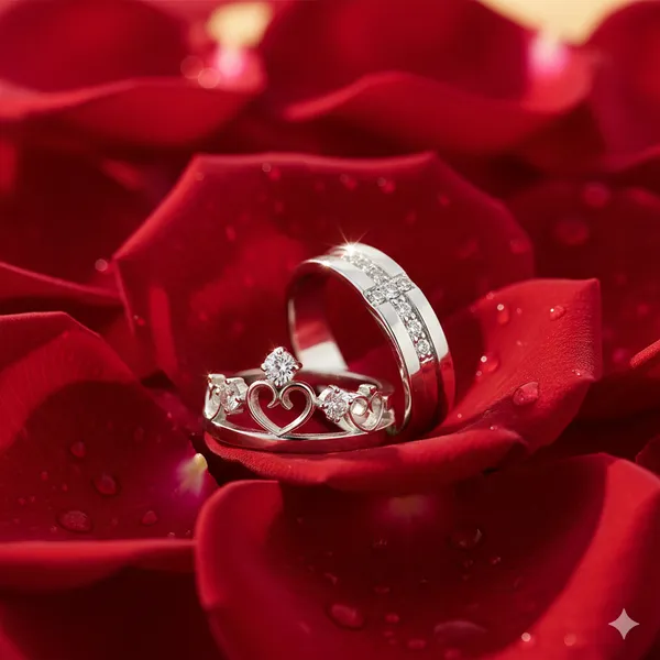 Pack_Of_2__Premium_Shiny_Silver_Twisted_Design_Couple_Ring_Set_-_Elegant_His_&_Hers_Matching_Bands_with_Crystal_Accents,_Perfect_for_Wedding,_Engagement_&_Anniversary_Silver_Alloy_Ring_For_Women