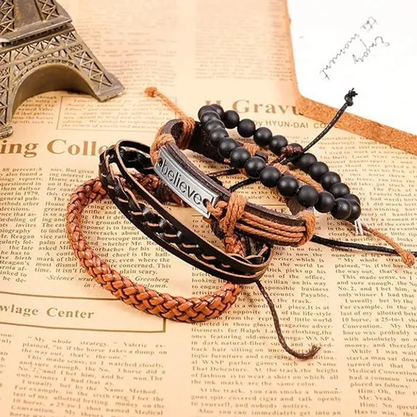 Set_Of_4_Natural_Stone_Beads_Inspirational_Believe_Words_Genuine_Leather_Multi_Strand_Bracelet_for_Men_and_Boys