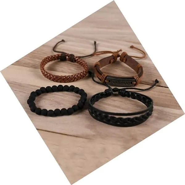 Set_Of_4_Natural_Stone_Beads_Inspirational_Believe_Words_Genuine_Leather_Multi_Strand_Bracelet_for_Men_and_Boys