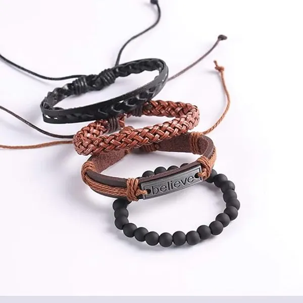 Set_Of_4_Natural_Stone_Beads_Inspirational_Believe_Words_Genuine_Leather_Multi_Strand_Bracelet_for_Men_and_Boys