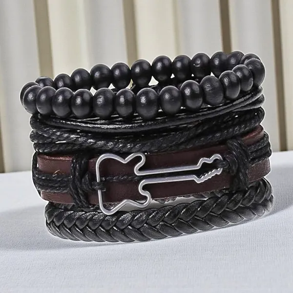 Leather_Bracelet_Set,_Punk_Rock_Style,_Braided_Vintage_Tree_of_Life,_Angel_Wings,_Feather_Bangles,_Alloy,_Brown,_Silver,_Black,__4Pieces