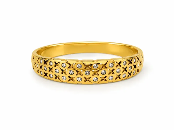 Gold_Plated_Stainless_Steel_Textured_Bracelet_For_Women
