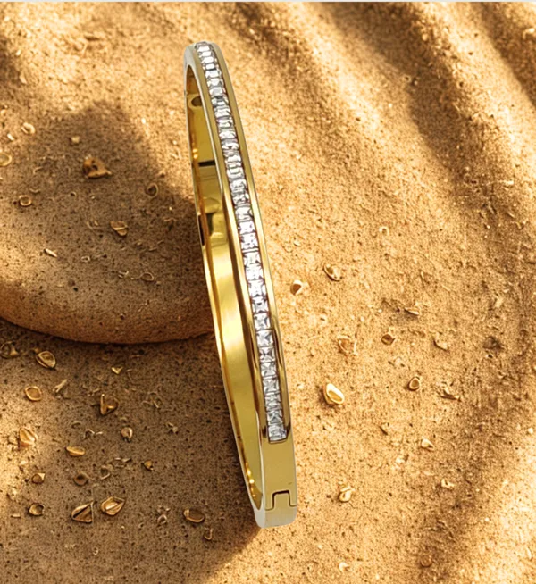 Gold_Plated_Stainless_Steel_Classic_Bangle_With_Clear_Stones_For_Women