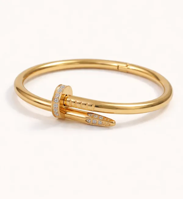 Gold_Plated_Stainless_Steel_Nail_Design_Bracelet_With_Stone_For_Women