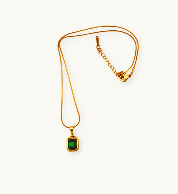 Gold_Plated_Stainless_Steel_Emerald_Cut_Green_Stone_Pendant_For_Women