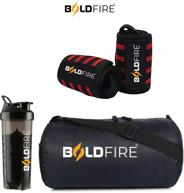 BoldFire_Gym_Combo_Kit_–_Waterproof_Duffle_Bag_with_Wrist_Support_Wraps_&_Shaker_Bottle_|_Complete_Gym_Accessories_Set_for_Men_&_Women