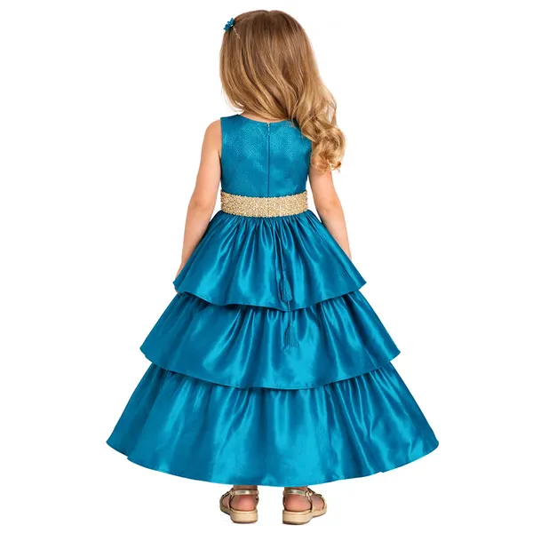 Teal_Green_Premium_Three_Tire_Lehenga_Choli_For_Kids