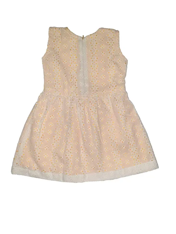 White_Premium_Fit_&_Flare_Chicken_Hakoba_Dress_For_Kids